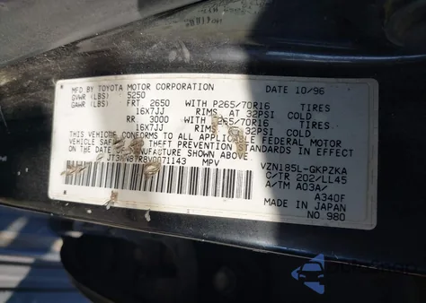 1997 Toyota 4Runner Sr5 V6 Limited z USA, uszkodzony, nr VIN JT3HN87R8V0071143